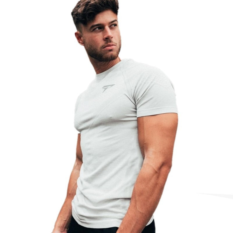 Herren Laufsport Slim Fit Kurzarm Schnelltrocknende Kleidung Milchseide Schnelltrocknendes Trainings-T-Shirt