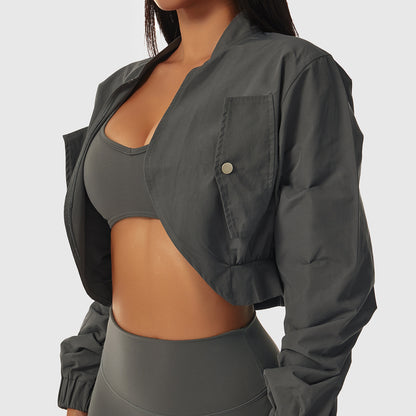 Langärmlige, schnelltrocknende Sportjacke für Damen – Sonnenschutz &amp; Yoga-Kleidung