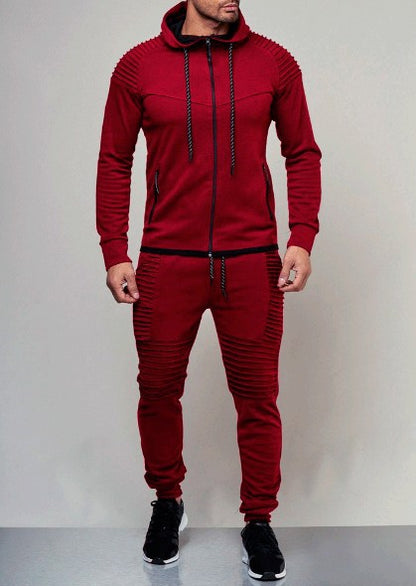 Lässiger Sport-Trainingsanzug für Herren, Set aus Kapuzenpullover und Jogginghose mit Reißverschluss