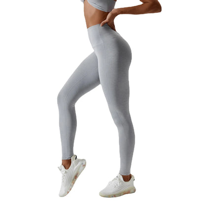 Yogahosen für Damen, hohe Taille, eng, schnelltrocknend, nacktes Gefühl, Fitnesshosen, zeigen dünne Gesäßlifting-Laufsport-Leggings 