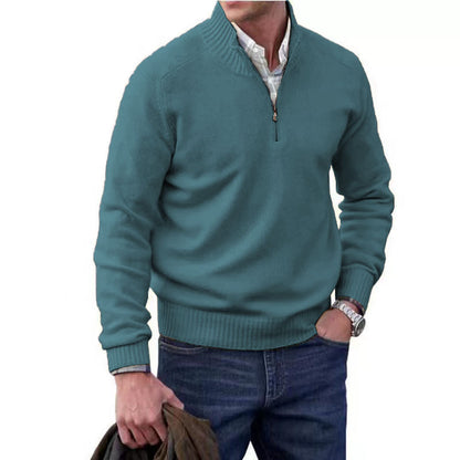 Thermo-Reißverschlusspullover für Herren – Wollstrickpullover mit Stehkragen