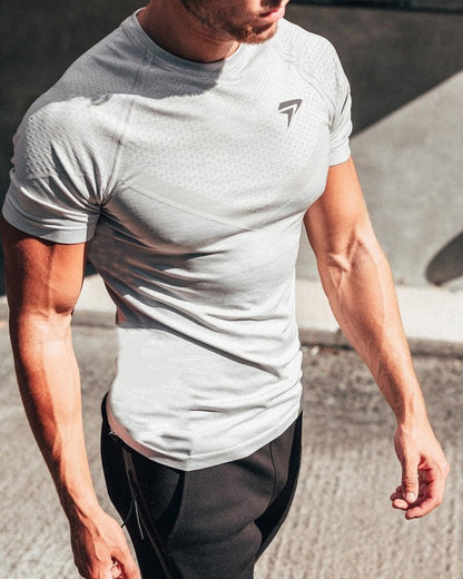 Herren Laufsport Slim Fit Kurzarm Schnelltrocknende Kleidung Milchseide Schnelltrocknendes Trainings-T-Shirt