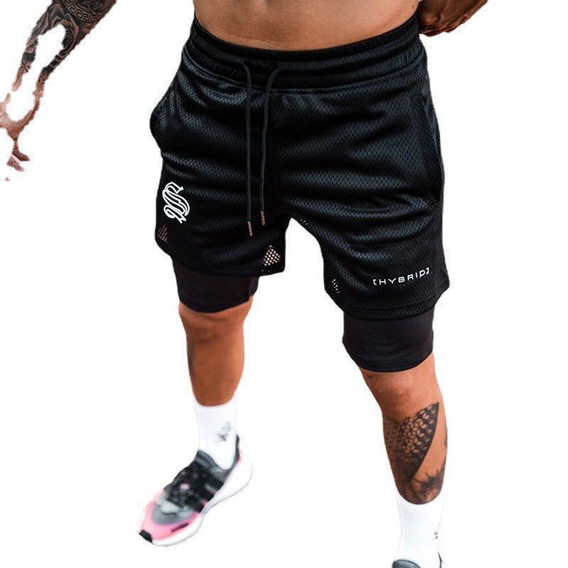 2-in-1-Trainingsshorts für Herren – Basketball-, Lauf- und Fitness-Caprihosen