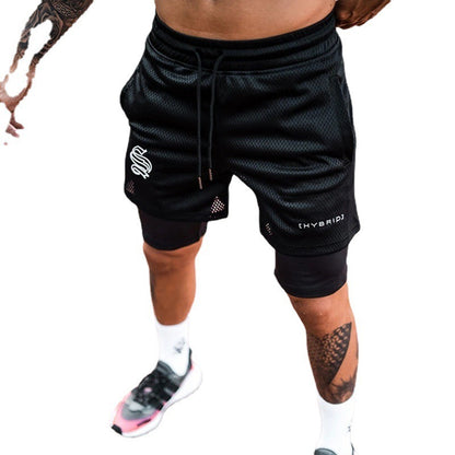 2-in-1-Trainingsshorts für Herren – Basketball-, Lauf- und Fitness-Caprihosen