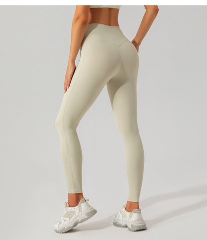 Damen-Yogahose mit hohem Bund und Fadenmuster