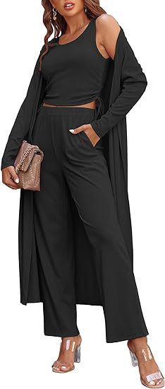 3-teiliges lässiges Strickcardigan-Set für Damen.