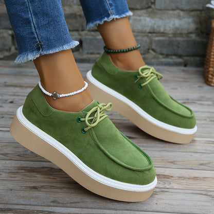 Große größe frauen neue dicken boden lace-up runde kopf mode schuhe