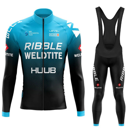 Frühling &amp; Herbst Neue HUUB Team-Version des langärmeligen Radsportanzugs, schnell trocknende, atmungsaktive Träger, Fahrradbekleidung