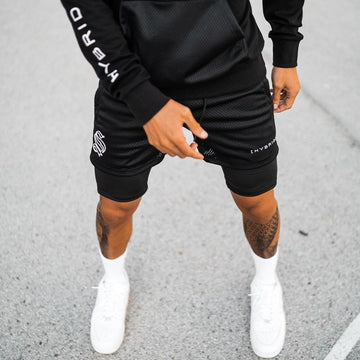 2-in-1-Trainingsshorts für Herren – Basketball-, Lauf- und Fitness-Caprihosen