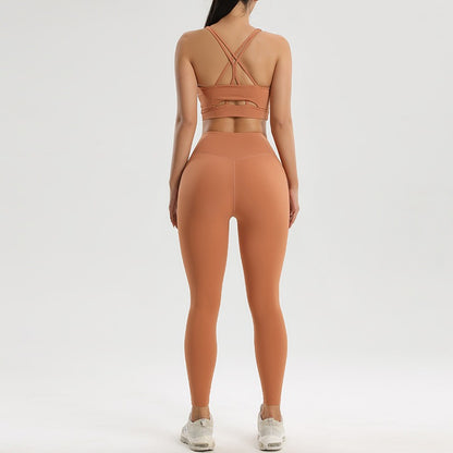 Damen Sport- und Fitness-Set Yoga und Laufen Zweiteiliges Set BH Unterwäsche Schnelltrocknende Base Pants