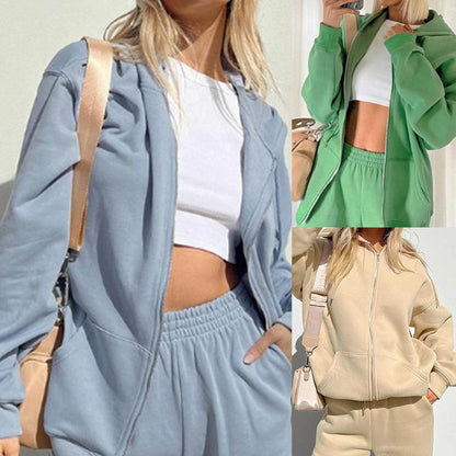 Damen Frühlings-Sportbekleidungsset mit Kapuze – Locker sitzender Jogginganzug für Komfort und Stil