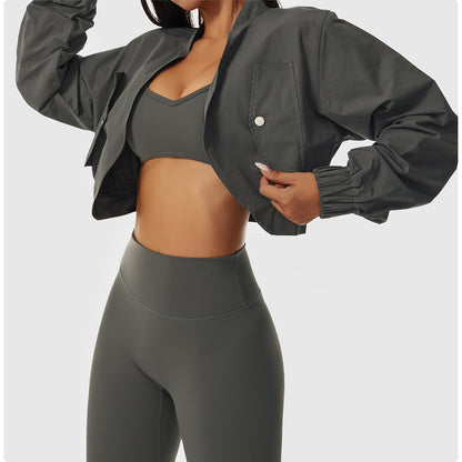 Langärmlige, schnelltrocknende Sportjacke für Damen – Sonnenschutz &amp; Yoga-Kleidung