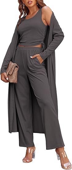 3-teiliges lässiges Strickcardigan-Set für Damen.