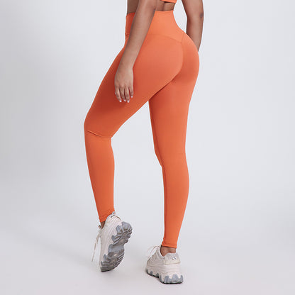 Neue einfarbige Laufhose Fitness neun Hosen Pfirsich Hüften tragen hohe Taille nackt Yogahosen
