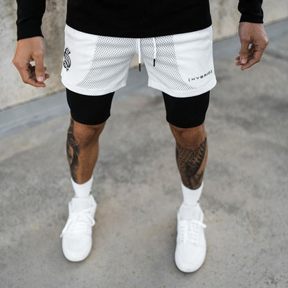 2-in-1-Trainingsshorts für Herren – Basketball-, Lauf- und Fitness-Caprihosen