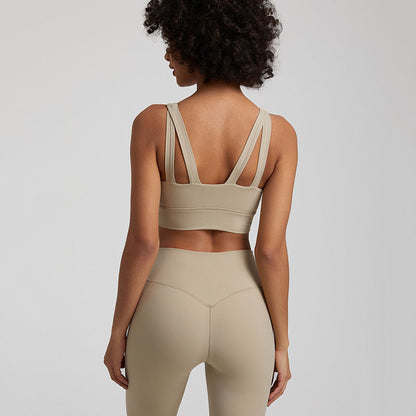 Nude Cross-Back Sports Br. Atmungsaktives Yoga- und Fitness-Top für Damen