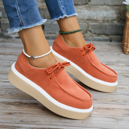 Große größe frauen neue dicken boden lace-up runde kopf mode schuhe