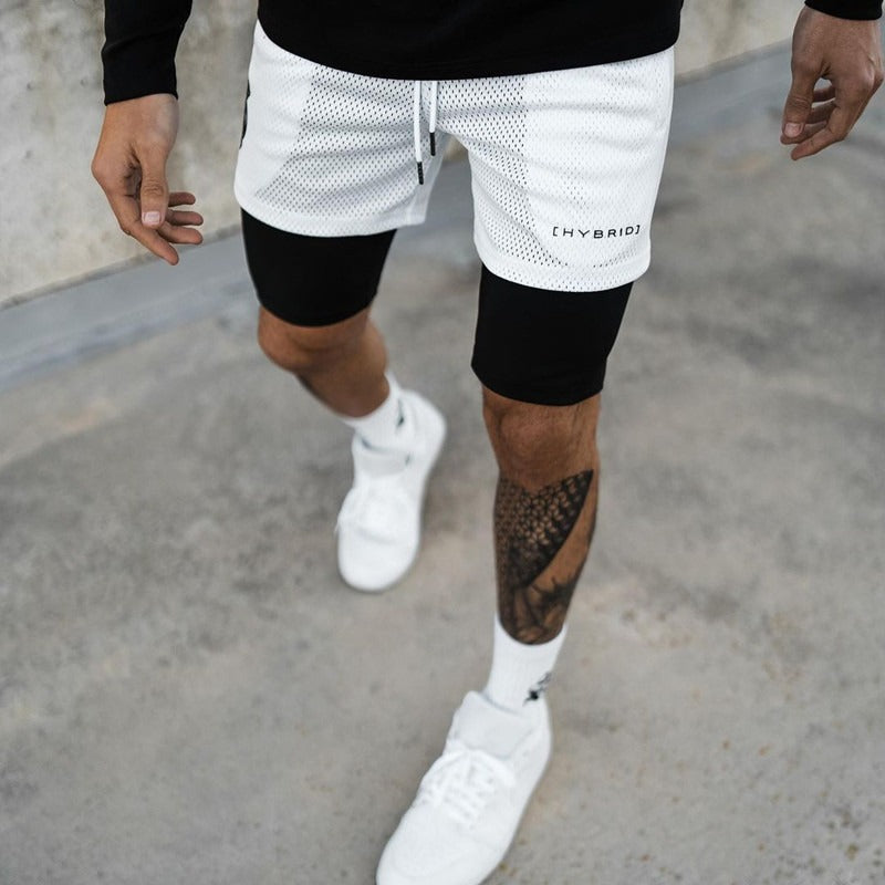 2-in-1-Trainingsshorts für Herren – Basketball-, Lauf- und Fitness-Caprihosen