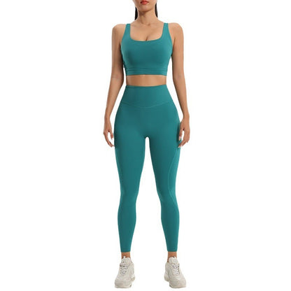 Damen Sport- und Fitness-Set Yoga und Laufen Zweiteiliges Set BH Unterwäsche Schnelltrocknende Base Pants