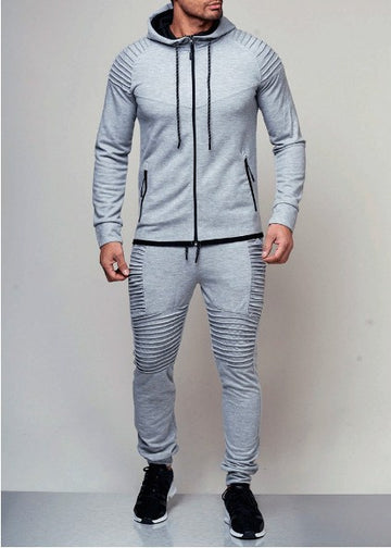 Lässiger Sport-Trainingsanzug für Herren, Set aus Kapuzenpullover und Jogginghose mit Reißverschluss