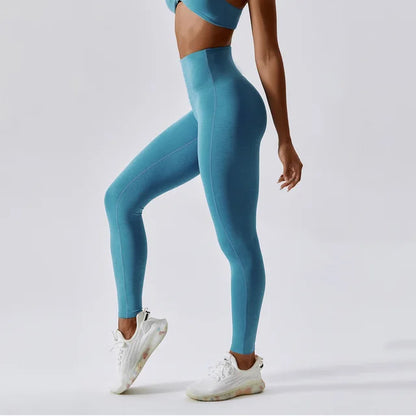 Yogahosen für Damen, hohe Taille, eng, schnelltrocknend, nacktes Gefühl, Fitnesshosen, zeigen dünne Gesäßlifting-Laufsport-Leggings 