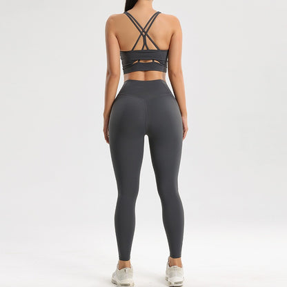 Damen Sport- und Fitness-Set Yoga und Laufen Zweiteiliges Set BH Unterwäsche Schnelltrocknende Base Pants