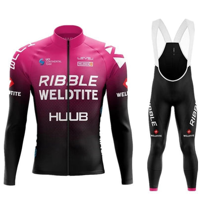 Frühling &amp; Herbst Neue HUUB Team-Version des langärmeligen Radsportanzugs, schnell trocknende, atmungsaktive Träger, Fahrradbekleidung