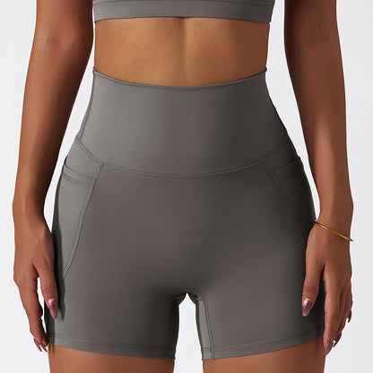 Sommerliche Eisseide-Sportshorts in Nacktoptik, schnelltrocknend, enge Yogahose