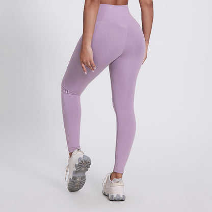 Neue einfarbige Laufhose Fitness neun Hosen Pfirsich Hüften tragen hohe Taille nackt Yogahosen
