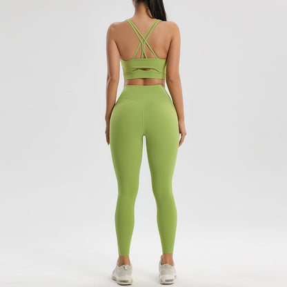 Damen Sport- und Fitness-Set Yoga und Laufen Zweiteiliges Set BH Unterwäsche Schnelltrocknende Base Pants
