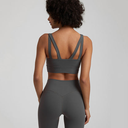 Nude Cross-Back Sports Br. Atmungsaktives Yoga- und Fitness-Top für Damen