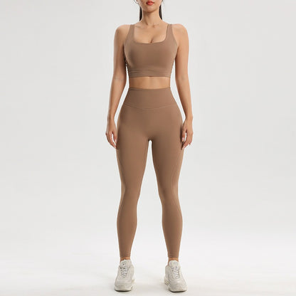 Damen Sport- und Fitness-Set Yoga und Laufen Zweiteiliges Set BH Unterwäsche Schnelltrocknende Base Pants