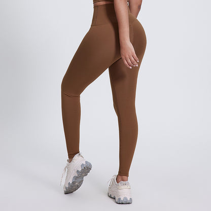 Neue einfarbige Laufhose Fitness neun Hosen Pfirsich Hüften tragen hohe Taille nackt Yogahosen