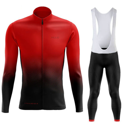 Frühling &amp; Herbst Neue HUUB Team-Version des langärmeligen Radsportanzugs, schnell trocknende, atmungsaktive Träger, Fahrradbekleidung