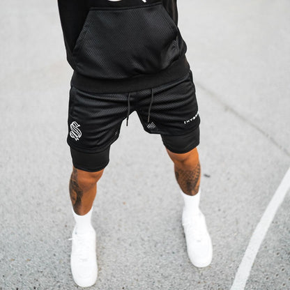 2-in-1-Trainingsshorts für Herren – Basketball-, Lauf- und Fitness-Caprihosen