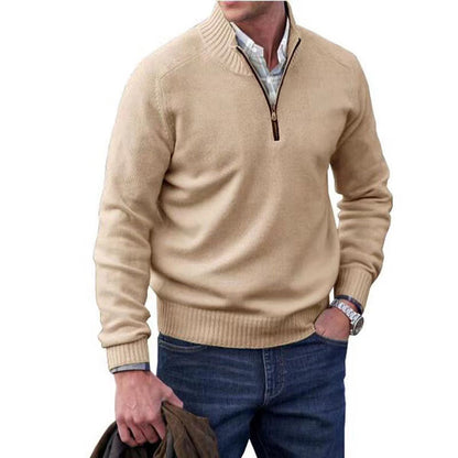 Thermo-Reißverschlusspullover für Herren – Wollstrickpullover mit Stehkragen