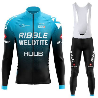 Frühling &amp; Herbst Neue HUUB Team-Version des langärmeligen Radsportanzugs, schnell trocknende, atmungsaktive Träger, Fahrradbekleidung