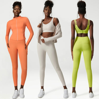Yoga-Anzug-Set Damen dreiteiliges Set übergroßes Sport- und Fitnessanzug-Set