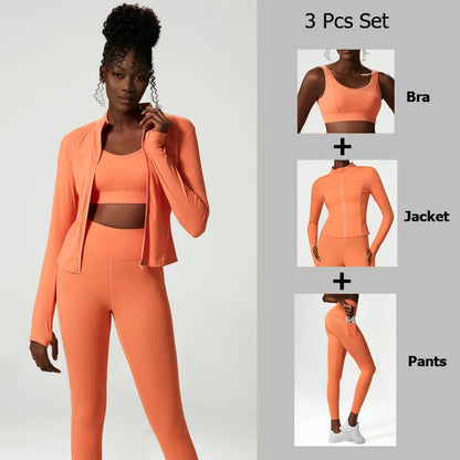 Yoga-Anzug-Set Damen dreiteiliges Set übergroßes Sport- und Fitnessanzug-Set