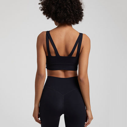 Nude Cross-Back Sports Br. Atmungsaktives Yoga- und Fitness-Top für Damen