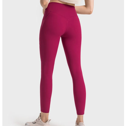 Damen-Yogahose mit hohem Bund und Fadenmuster