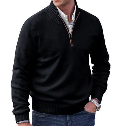 Thermo-Reißverschlusspullover für Herren – Wollstrickpullover mit Stehkragen