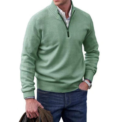 Thermo-Reißverschlusspullover für Herren – Wollstrickpullover mit Stehkragen