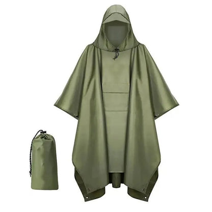 3-in-1-Outdoor-Regenponcho mit Kapuze und Ärmeln, wasserdicht