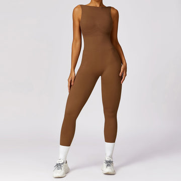 Eng anliegender Yoga-Jumpsuit mit Hohlkreuz – Hüfthebende und atmungsaktive Activewear