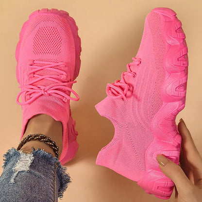 Damen Schnürschuh Mesh Atmungsaktiv Sportlich