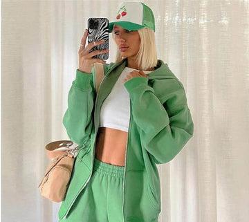 Damen Frühlings-Sportbekleidungsset mit Kapuze – Locker sitzender Jogginganzug für Komfort und Stil