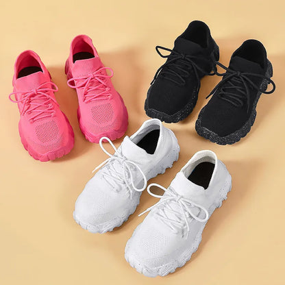 Damen Schnürschuh Mesh Atmungsaktiv Sportlich
