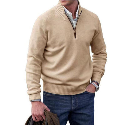 Thermo-Reißverschlusspullover für Herren – Wollstrickpullover mit Stehkragen