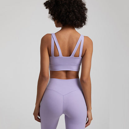 Nude Cross-Back Sports Br. Atmungsaktives Yoga- und Fitness-Top für Damen